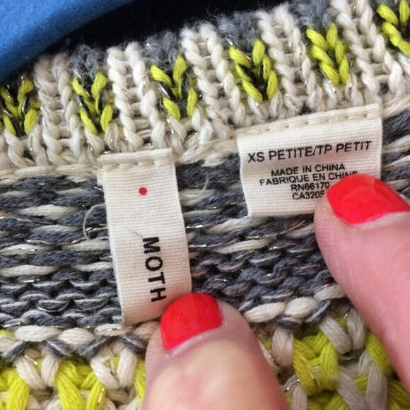 Anthropologie Moth Sweater Open Cardigan Gray Beige Cotton XS - Picture 2 of 5